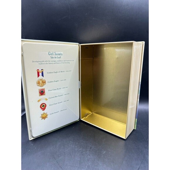 Vintage Girl Scout Take the Lead Tin Book Box 1990s 2 x 6 x 8 inches - Picture 7 of 7